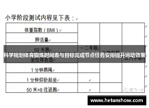 科学规划体育锻炼时间表与目标完成节点任务安排提升运动效果